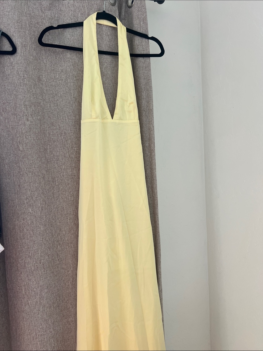 Peppermayo Pale Yellow Halter Maxi Slip Dress